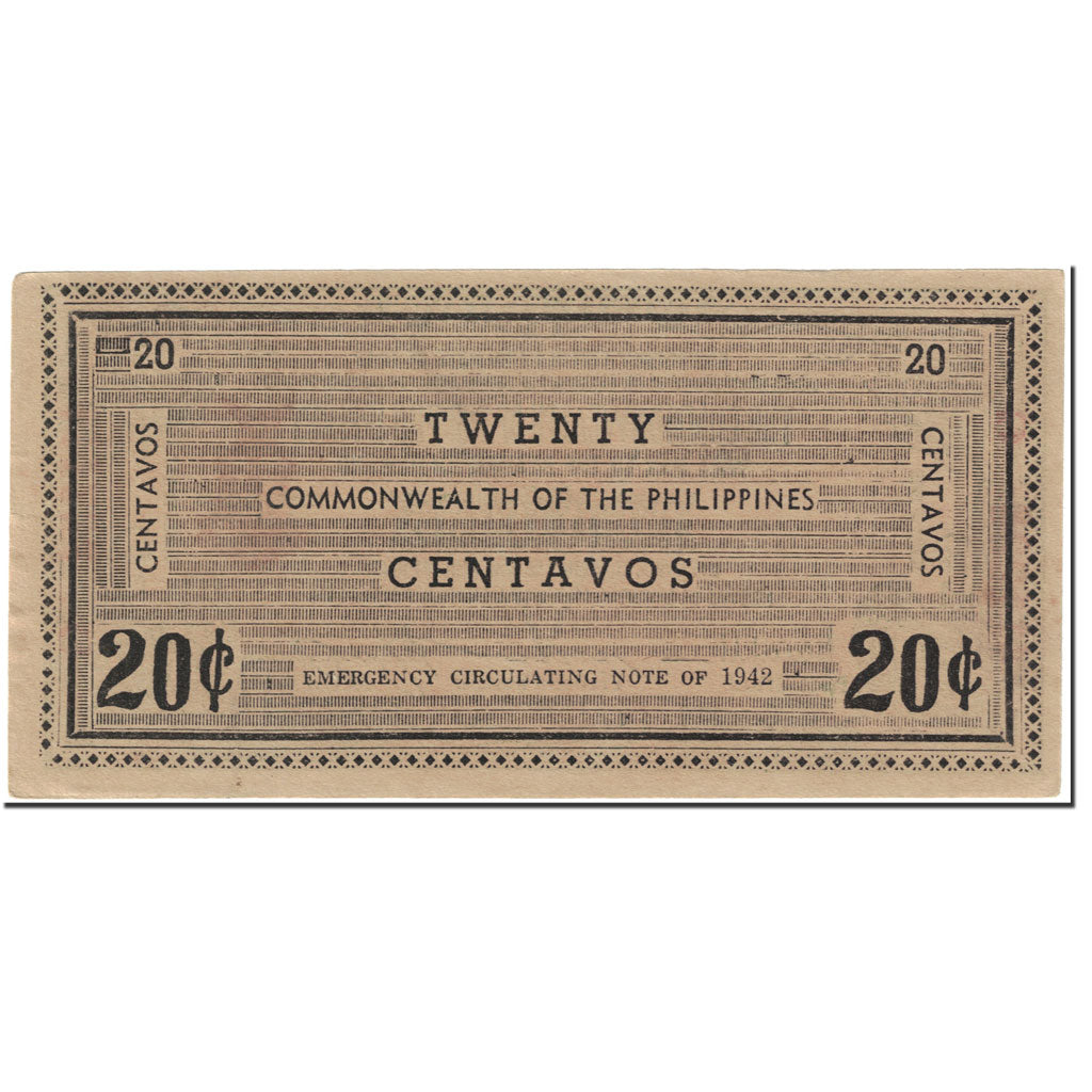 Banknote, Philippines, 20 Centavos, 1942, Undated (1942), KM:S644, UNC(63)