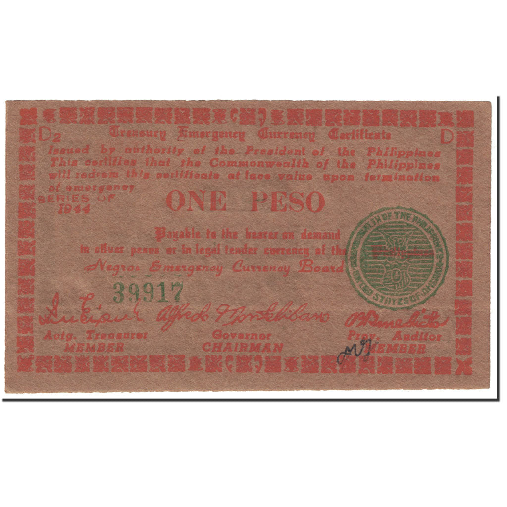 Banknote, Philippines, 1 Peso, 1944, Undated (1944), KM:S672, UNC(63)