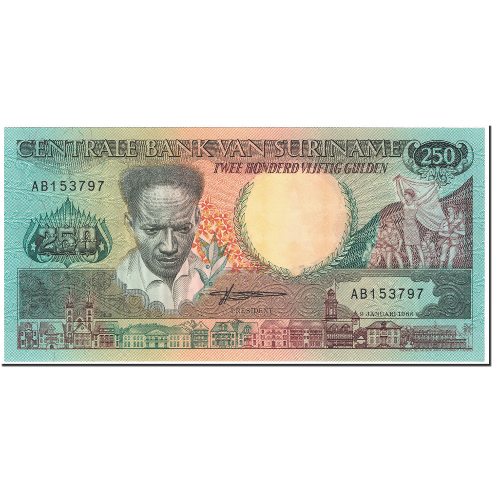 Billet, Surinam, 250 Gulden, 1988, 1988-01-09, KM:134, NEUF