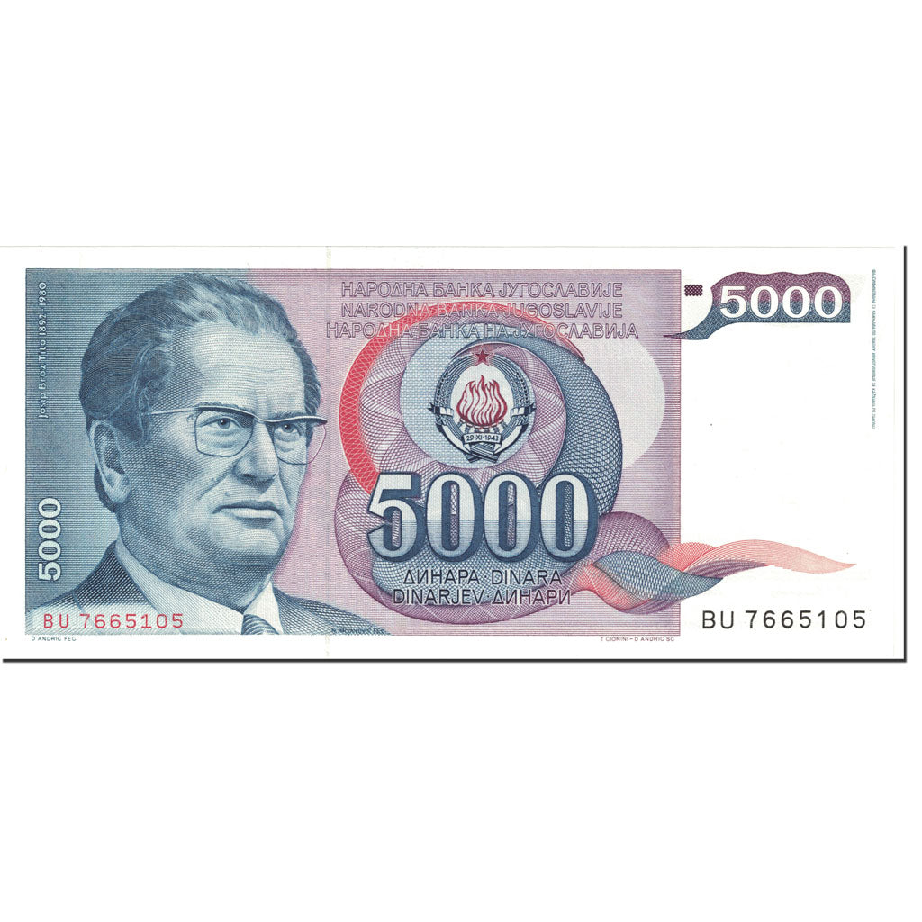 Banknote, Yugoslavia, 5000 Dinara, 1985, 1985-05-01, KM:93a, UNC(65-70)