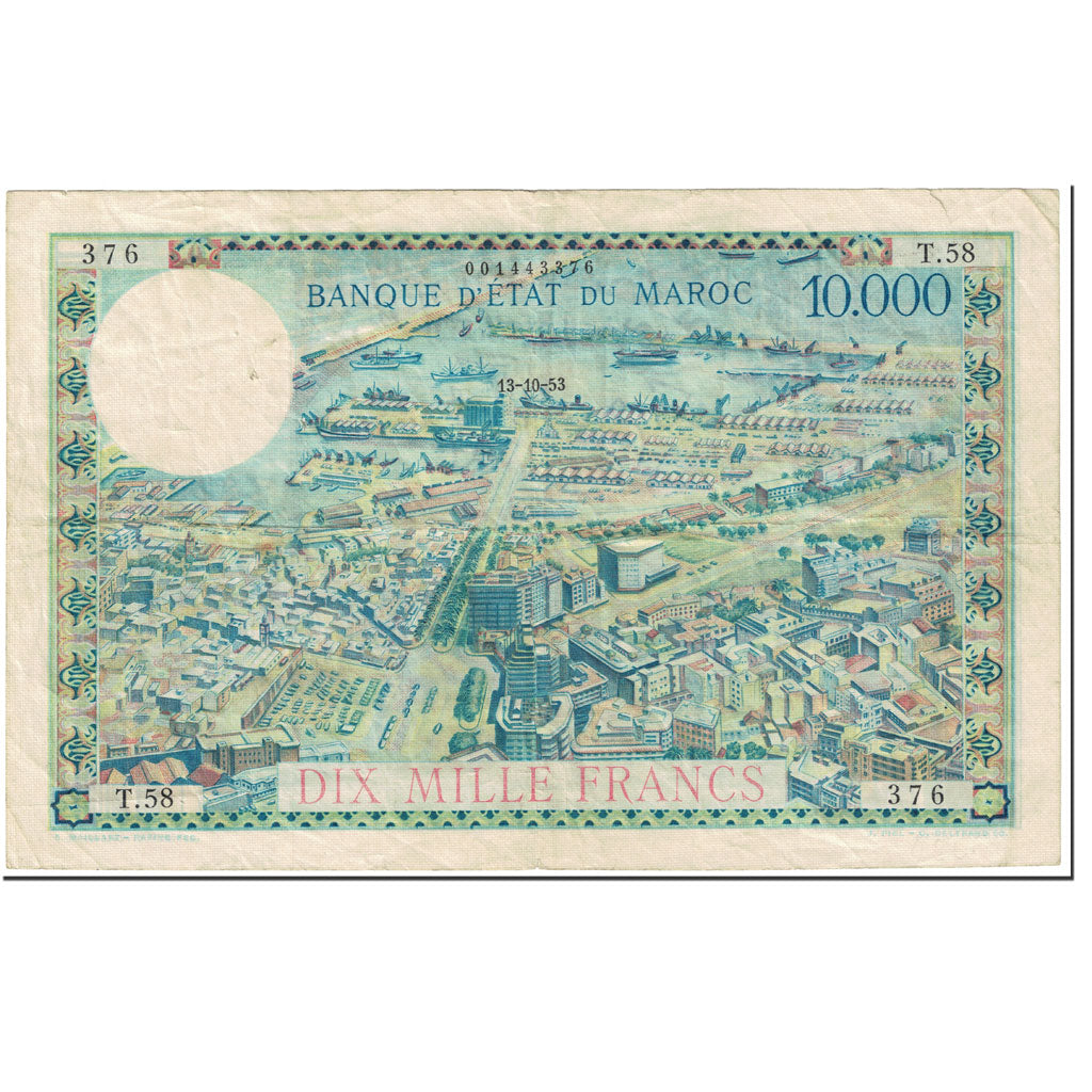 Banconote, Marocco, 10,000 Francs, 1953, 1953-10-13, KM:50a, BB