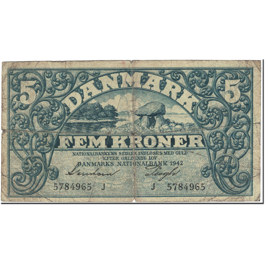 Banknote, Denmark, 5 Kroner, 1942, Undated (1942), KM:30h, VG(8-10)