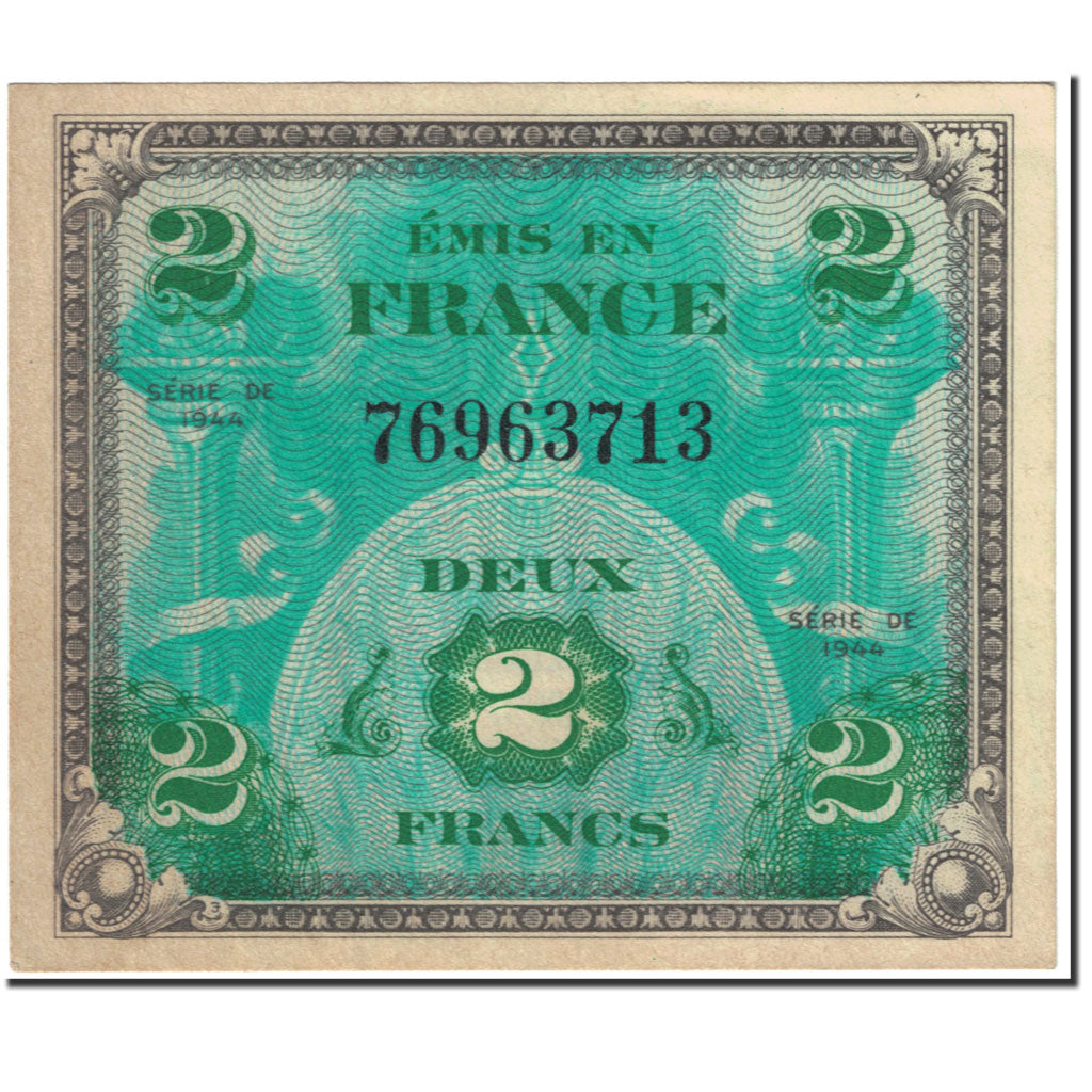 Francia, 2 Francs, 1944 Flag/France, 1944, Undated (1944), SC+, Fayette:VF16.2