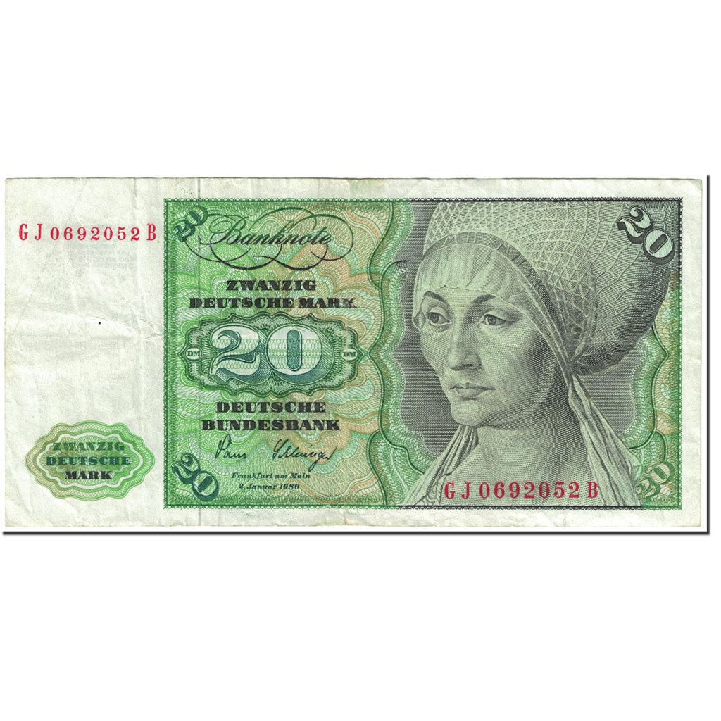 Banknote, GERMANY - FEDERAL REPUBLIC, 20 Deutsche Mark, 1980, 1980-01-02
