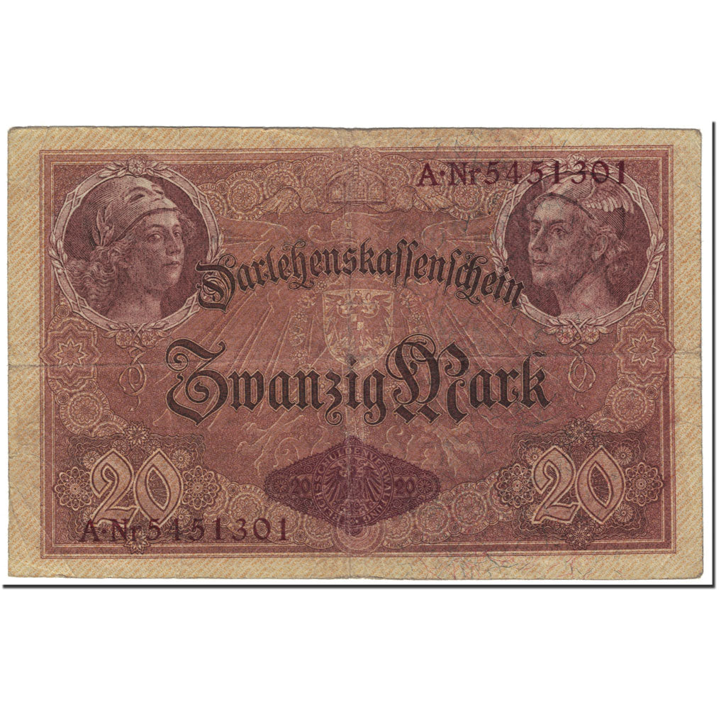 Banknote, Germany, 20 Mark, 1914, 1914-08-05, KM:48b, VF(20-25)