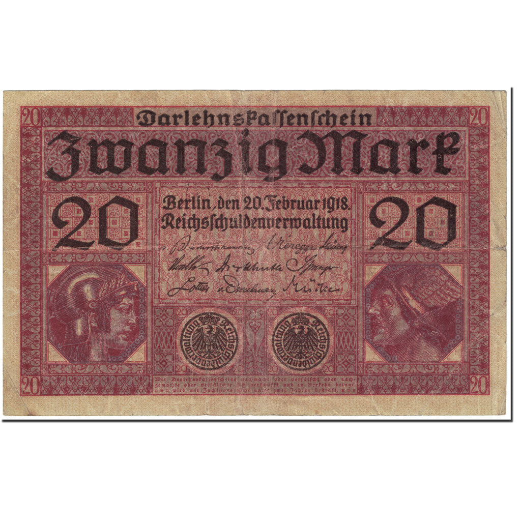 Banknote, Germany, 20 Mark, 1918, 1918-02-20, KM:57, VF(30-35)