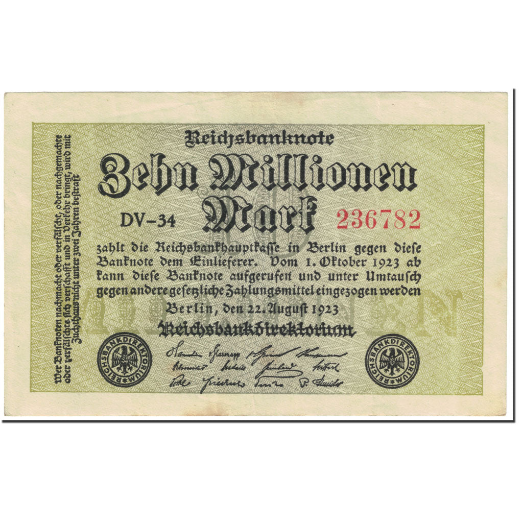 Banknote, Germany, 10 Millionen Mark, 1923, 1923-08-22, KM:106a, UNC(60-62)