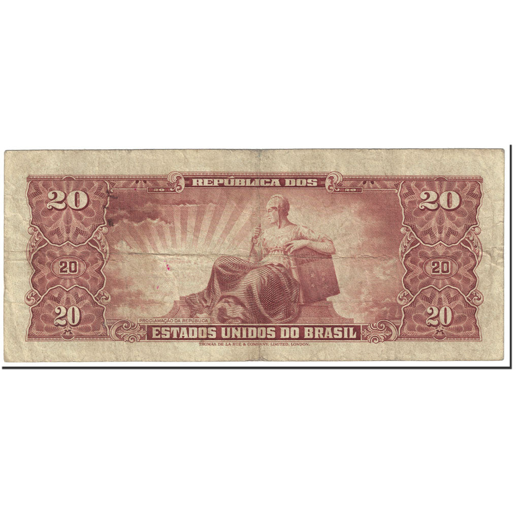 Banknote, Brazil, 20 Cruzeiros, 1955-61, Undated (1955-61), KM:160a, VF(30-35)