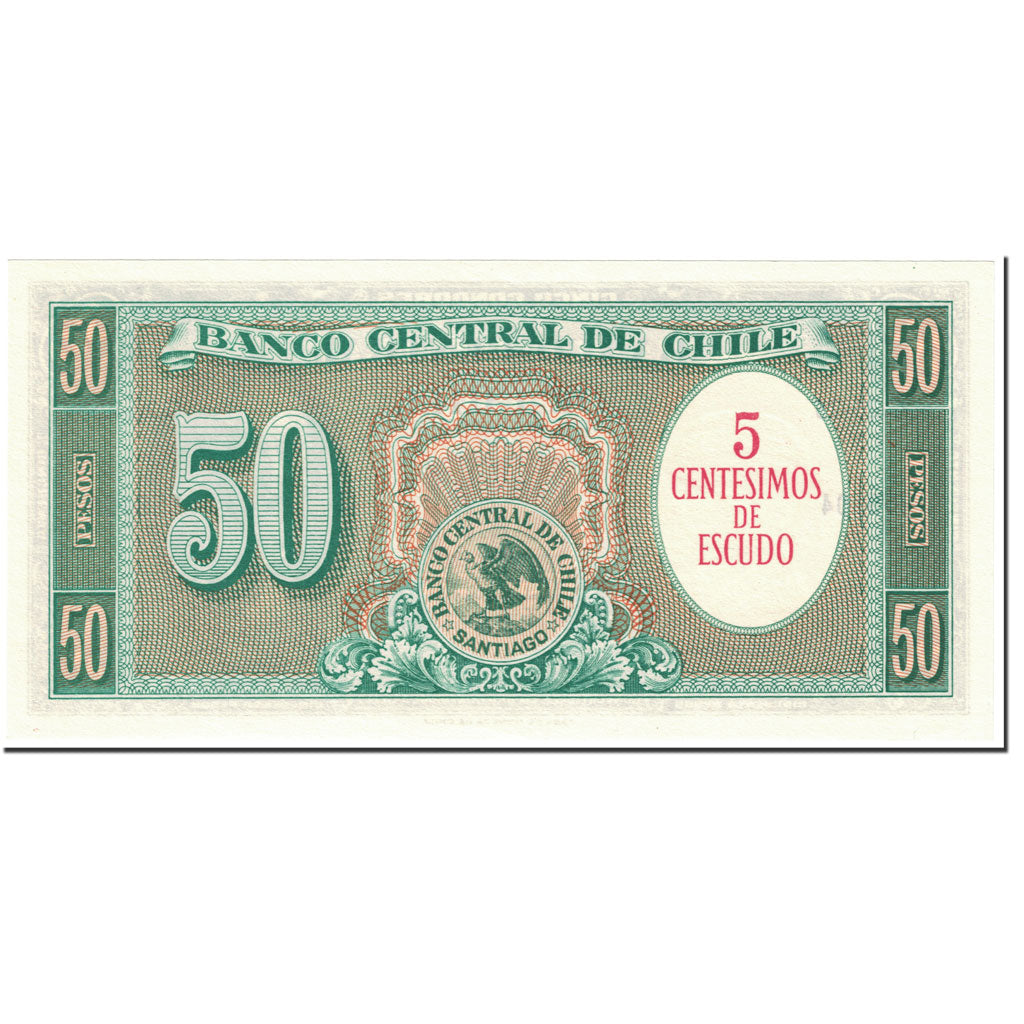 Banknote, Chile, 5 Centesimos on 50 Pesos, 1960-61, Undated (1960-1961)