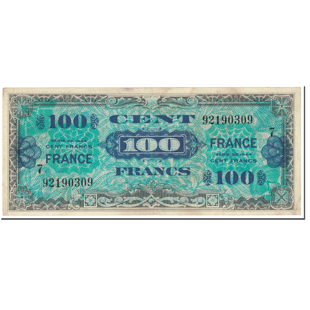 Francia, 100 Francs, 1945 Verso France, 1944, Undated (1944), EBC