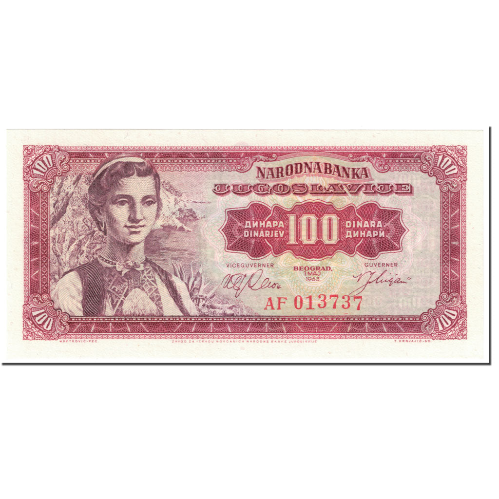 Banknote, Yugoslavia, 100 Dinara, 1963, 1963-05-01, KM:73a, UNC(65-70)