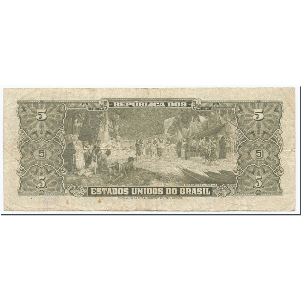 Banconote, Brasile, 5 Cruzeiros, 1953-1959, Undated (1953-1959), KM:158c, MB+
