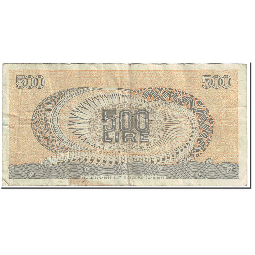 Banknote, Italy, 500 Lire, 1966, 1966-06-20, KM:93a, VF(30-35)