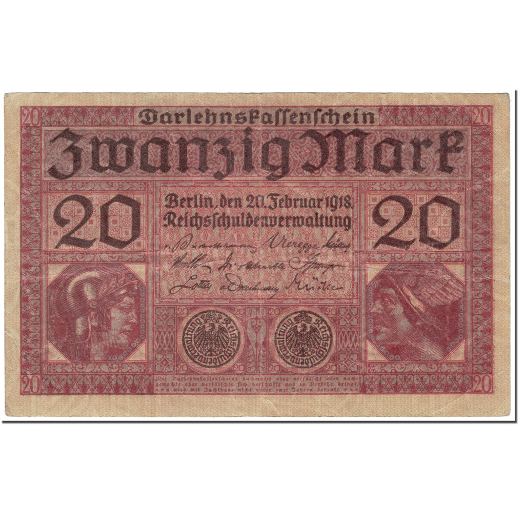 Banknote, Germany, 20 Mark, 1918, 1918-02-20, KM:57, EF(40-45)