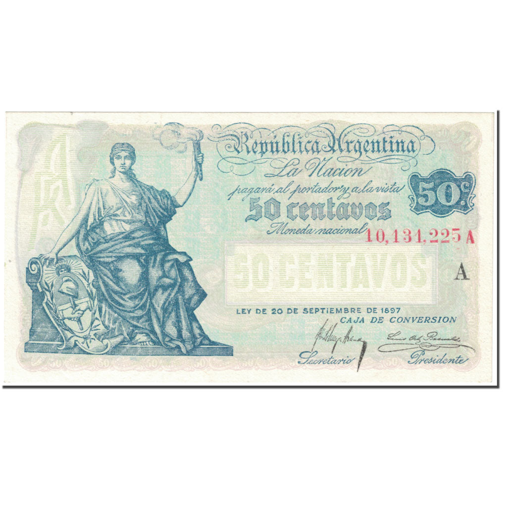 Banknote, Argentina, 50 Centavos, 1918, Undated (1918), KM:242, UNC(63)