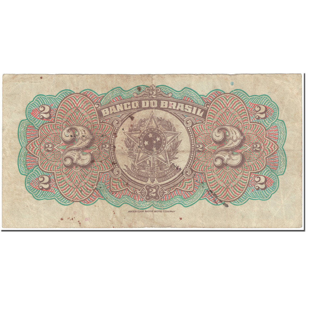 Banknote, Brazil, 2 Mil Reis, 1923, undated (1923), KM:111a, AU(50-53)