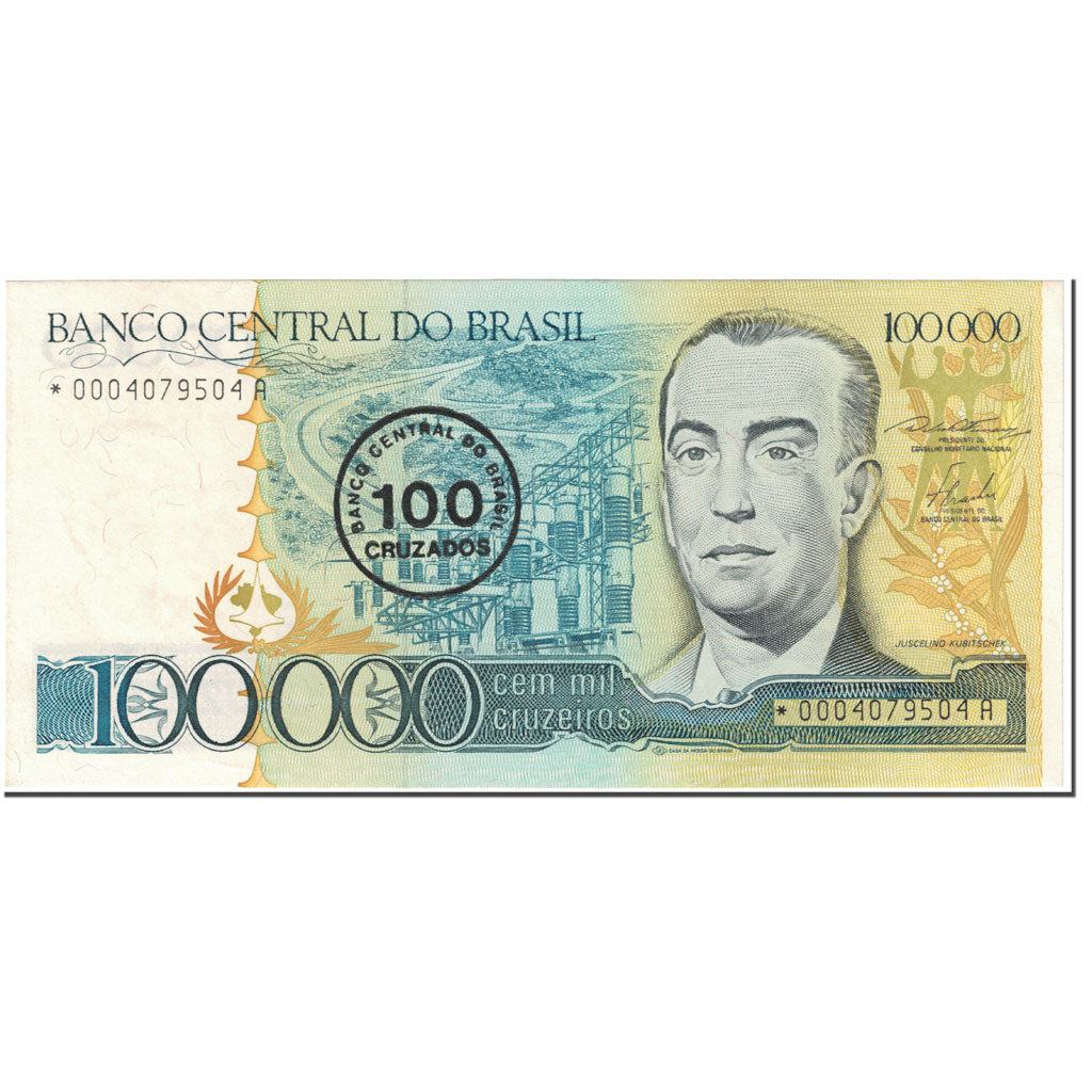 Geldschein, Brasilien, 100 Cruzados on 100,000 Cruzeiros, 1986, Undated (1986)