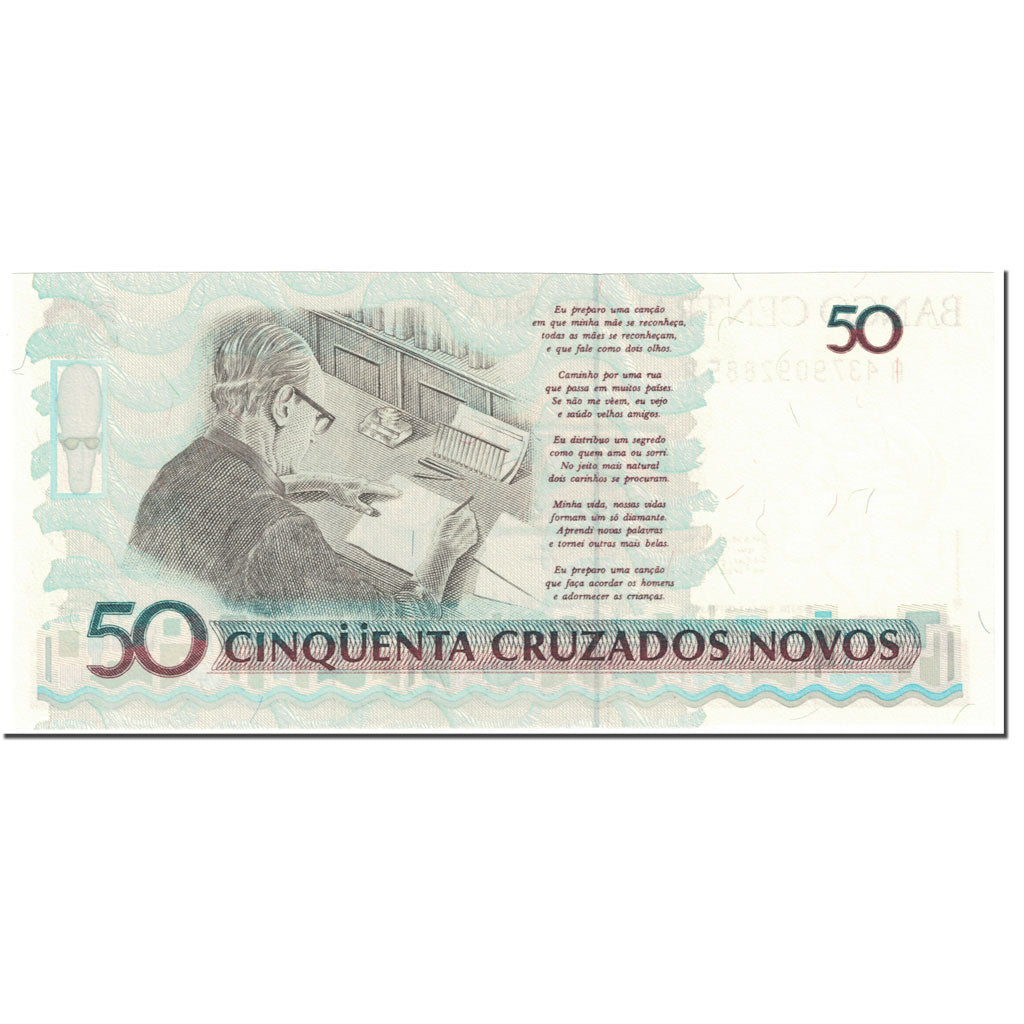 Banconote, Brasile, 50 Cruzeiros on 50 Cruzados Novos, 1991, Undated (1991)