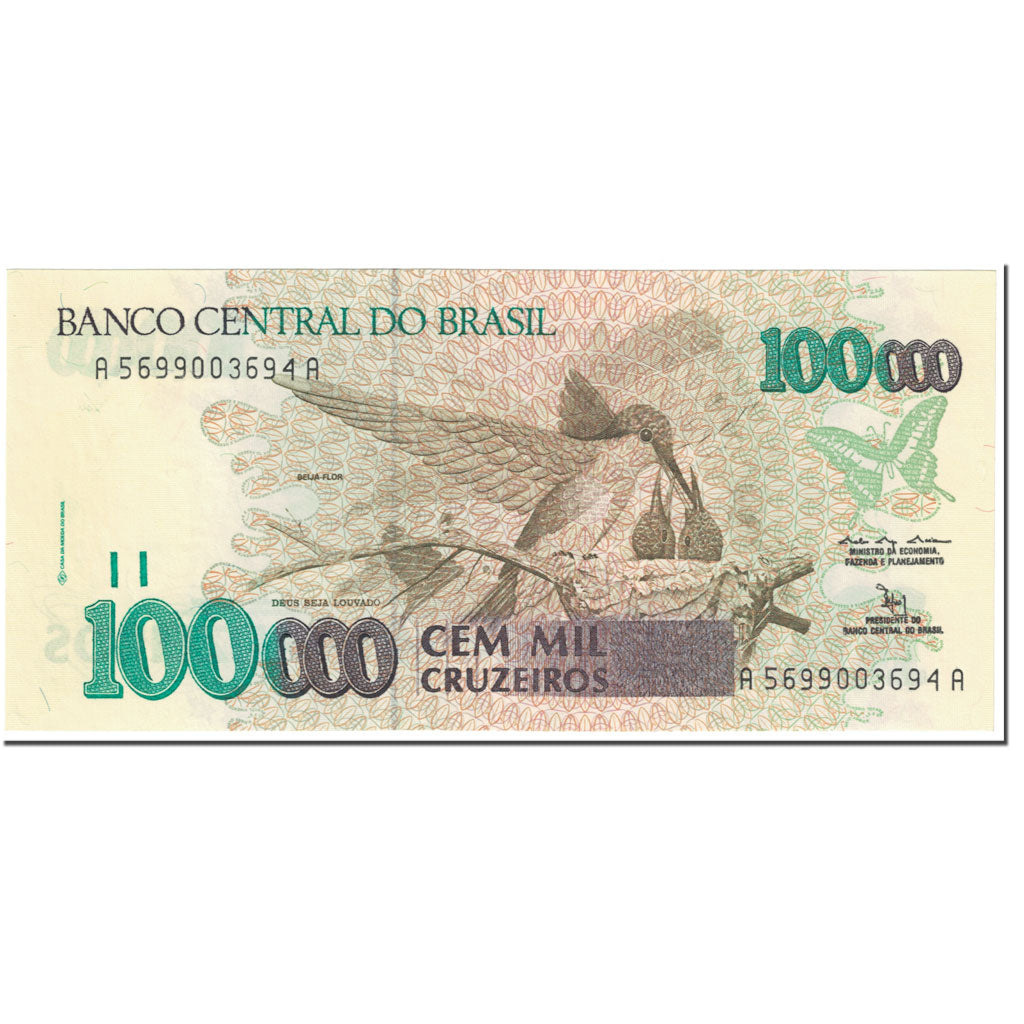Billet, Brésil, 100,000 Cruzeiros, 1992, Undated (1992), KM:235a, NEUF