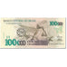 Banknote, Brazil, 100 Cruzeiros Reais on 100,000 Cruzeiros, 1993, Undated