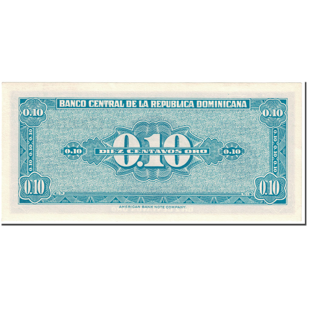 Billete, 10 Centavos Oro, 1961, República Dominicana, Undated (1961), KM:85a