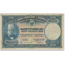 Banknote, Albania, 20 Franka Ari, 1926, 1926-02-28, KM:3a, VG(8-10)