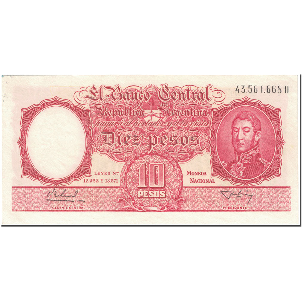 Banknote, Argentina, 10 Pesos, 1954, Undated (1954), KM:270a, UNC(60-62)