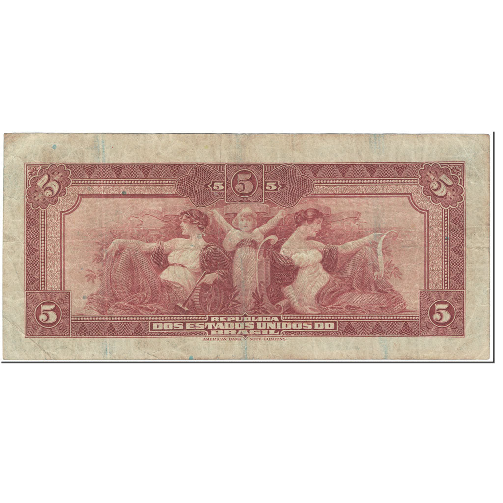 Banknote, Brazil, 5 Mil Reis, 1925, Undated (1925), KM:29b, VF(30-35)
