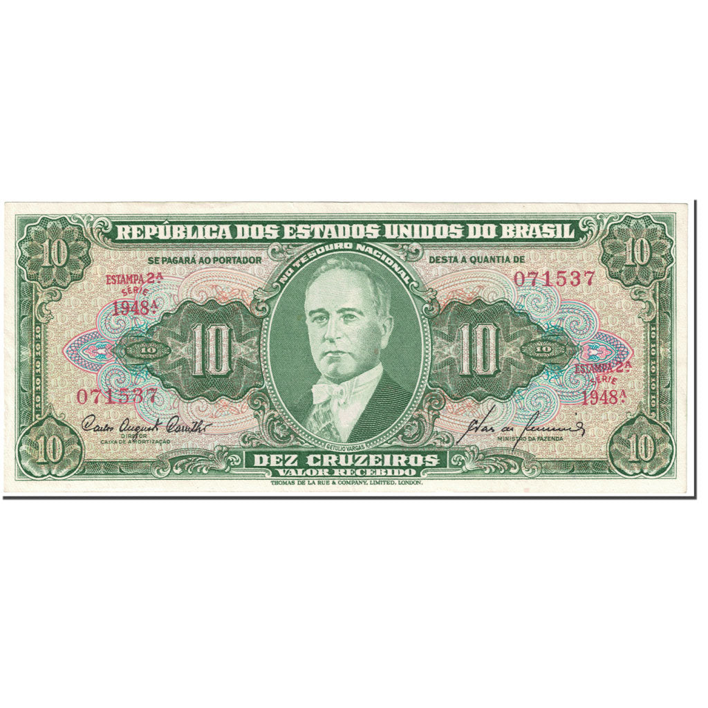Banconote, Brasile, 10 Cruzeiros, 1953, Undated (1953), KM:159f, SPL
