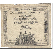 France, 15 Sols, 1793, Buttin, 1793-05-23, VG(8-10), KM:A69a