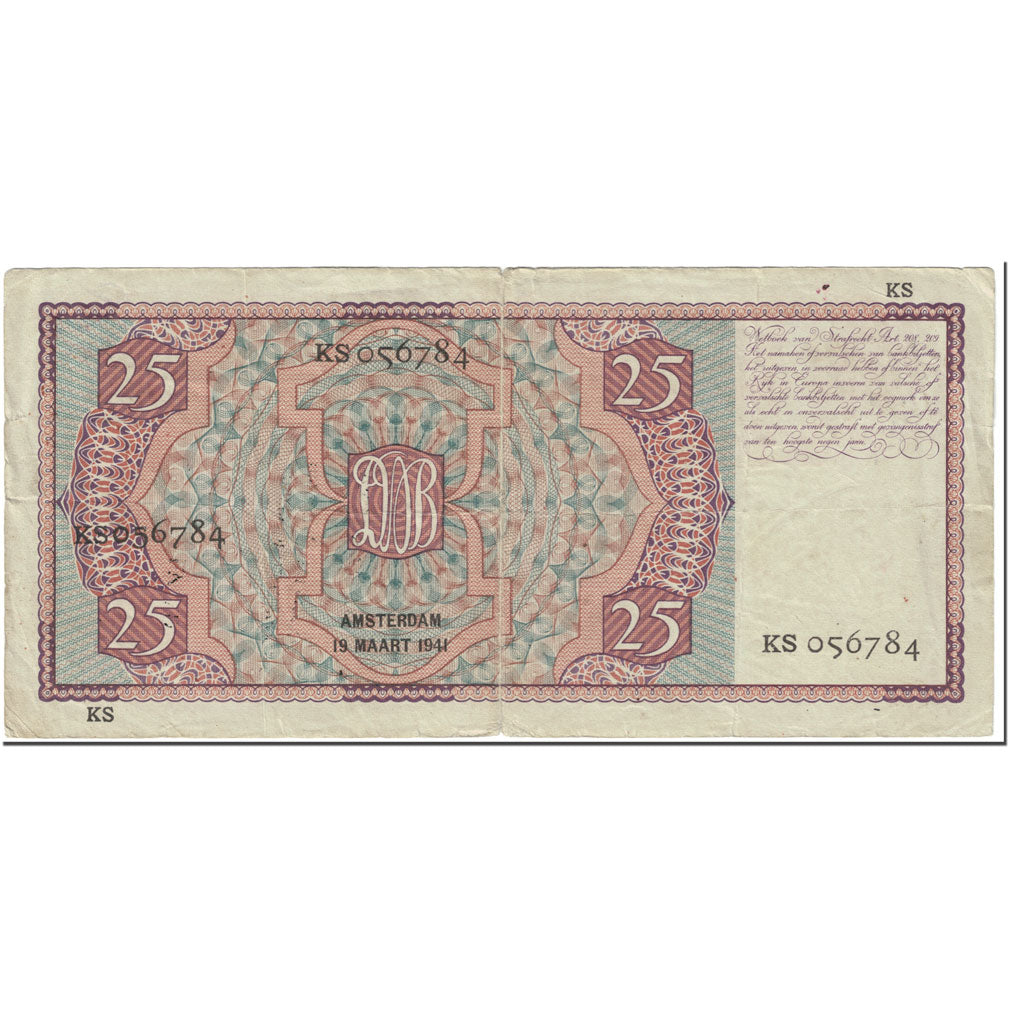 Biljet, Nederland, 25 Gulden, 1941, 1941-03-19, KM:50, TTB