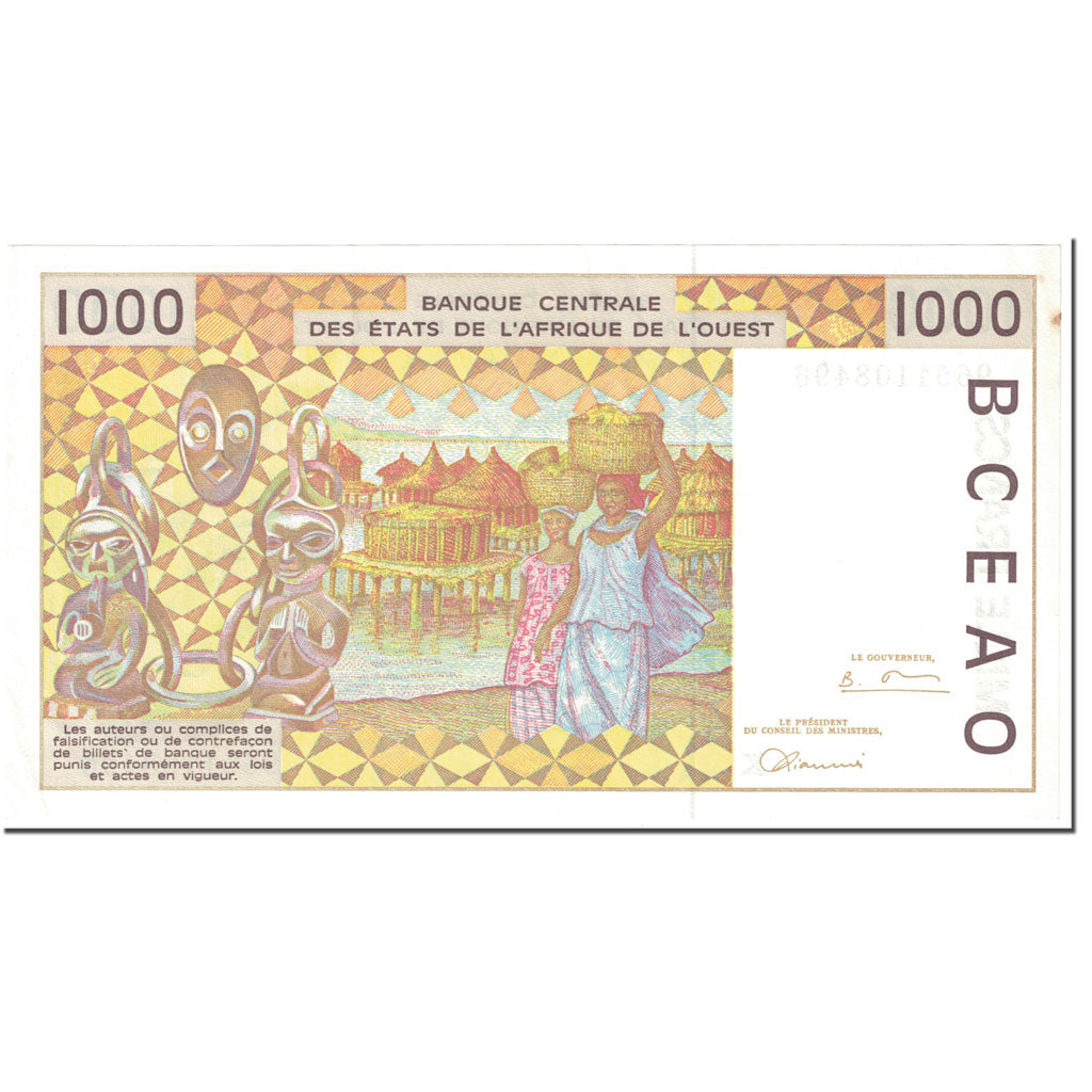 Banknote, West African States, 1000 Francs, 1996, Undated (1996), KM:711Kf