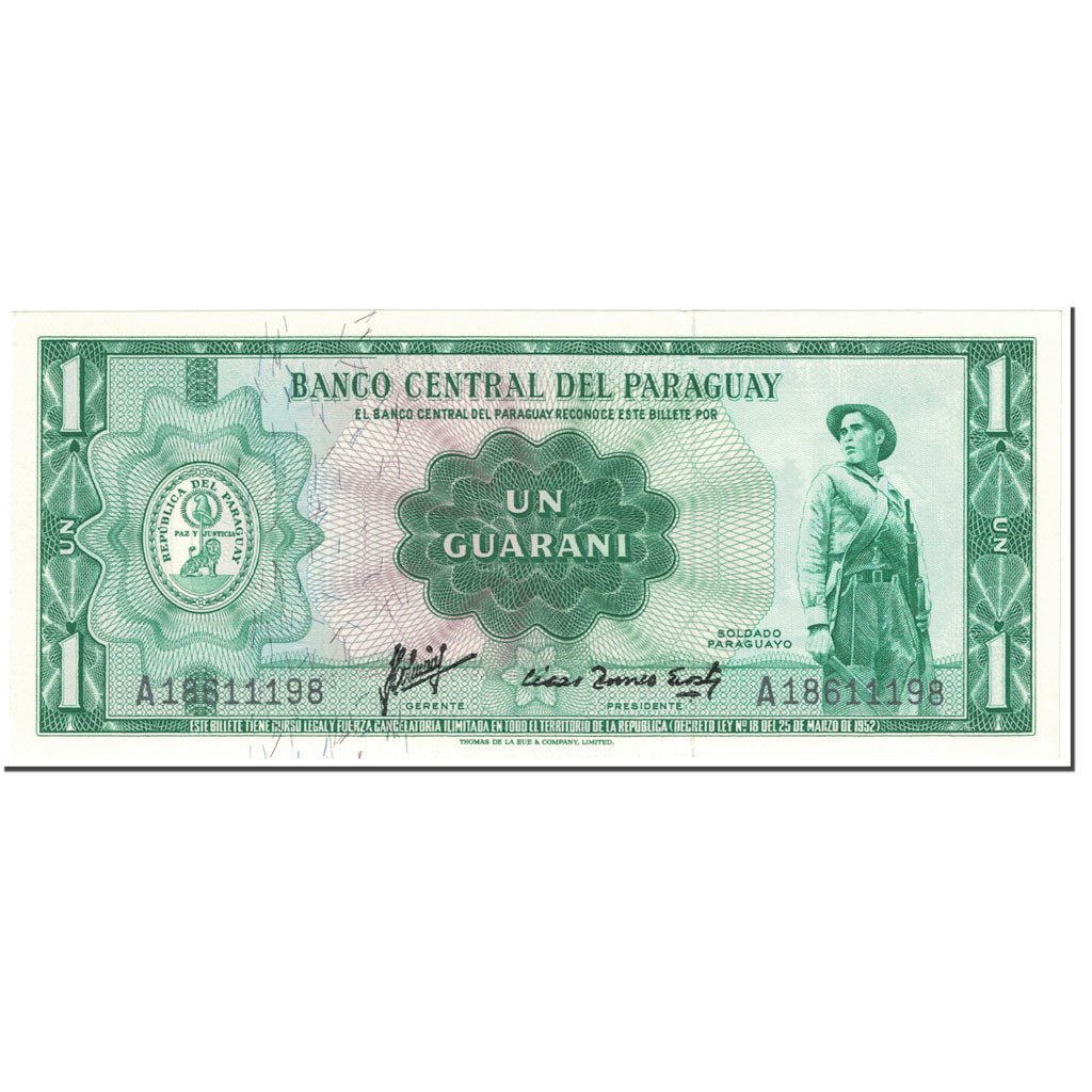 Billete, 1 Guarani, 1963, Paraguay, Old Date 1952-03-25, KM:193b, UNC