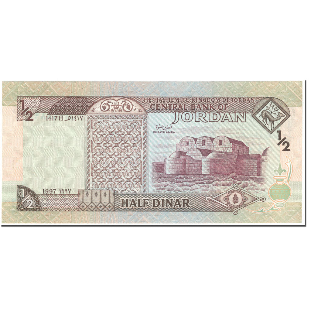 Banknote, Jordan, 1/2 Dinar, 1997, Undated (1997), KM:28b, UNC(65-70)