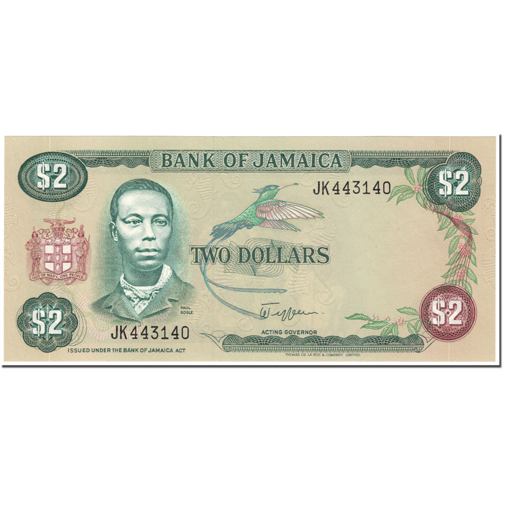 Banknote, Jamaica, 2 Dollars, 1982-1986, Undated (1982-1986), KM:65a, UNC(65-70)