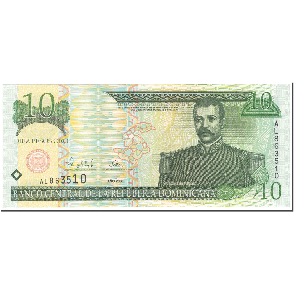 Banknote, Dominican Republic, 10 Pesos Oro, 2000, UNDATED (2000), KM:159a