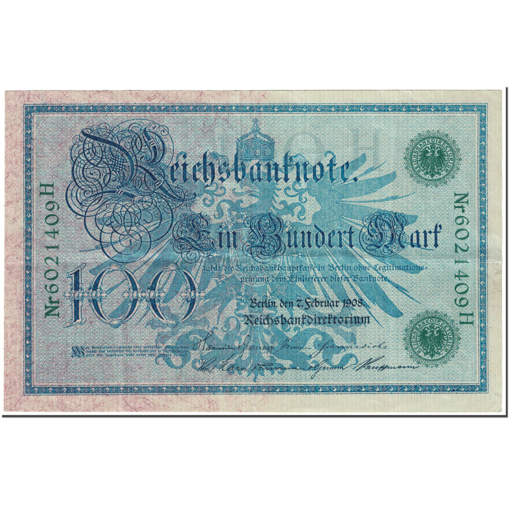 Banknote, Germany, 100 Mark, 1908, 1908-02-07, KM:34, AU(55-58)
