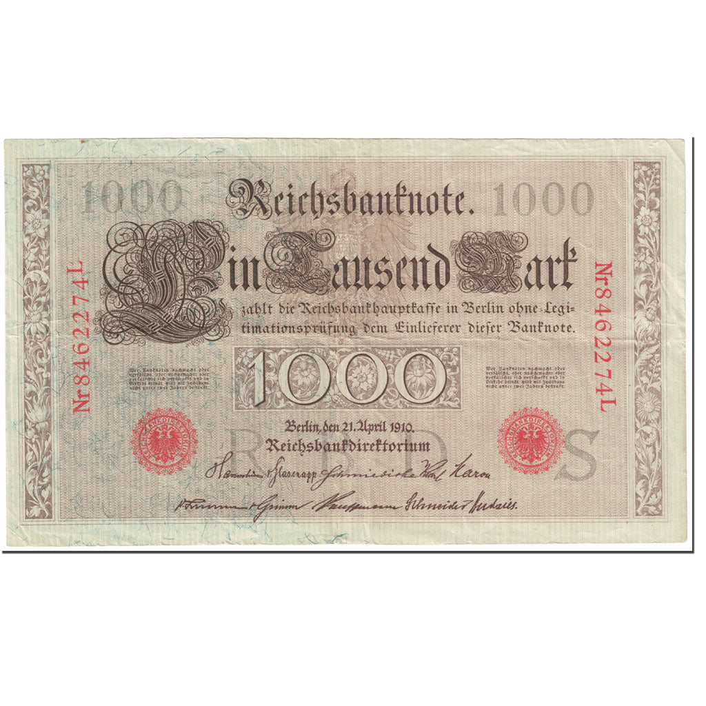 Geldschein, Deutschland, 1000 Mark, 1910, 1910-04-21, KM:44b, SS+