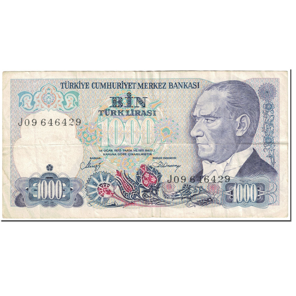 Geldschein, Türkei, 1000 Lira, 1988, Undated (1988), KM:196, SS