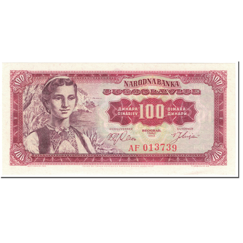 Banknote, Yugoslavia, 100 Dinara, 1963, 1963-05-01, KM:73a, UNC(65-70)