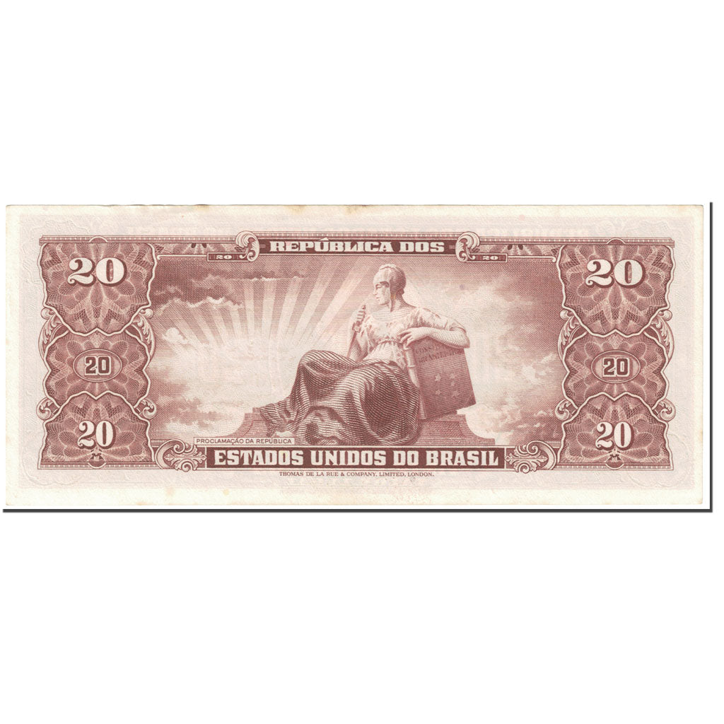 Banknote, Brazil, 20 Cruzeiros, 1962, Undated (1962), KM:178, AU(55-58)