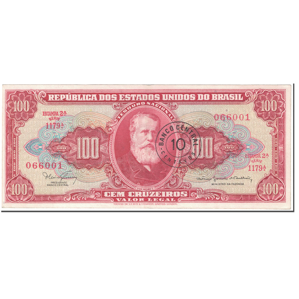 Billet, Brésil, 10 Centavos on 100 Cruzeiros, 1967, Undated (1967), KM:185b