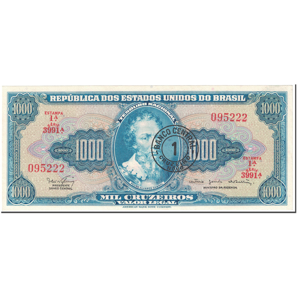 Banconote, Brasile, 1 Cruzeiro Novo on 1000 Cruzeiros, 1966, Undated (1966)