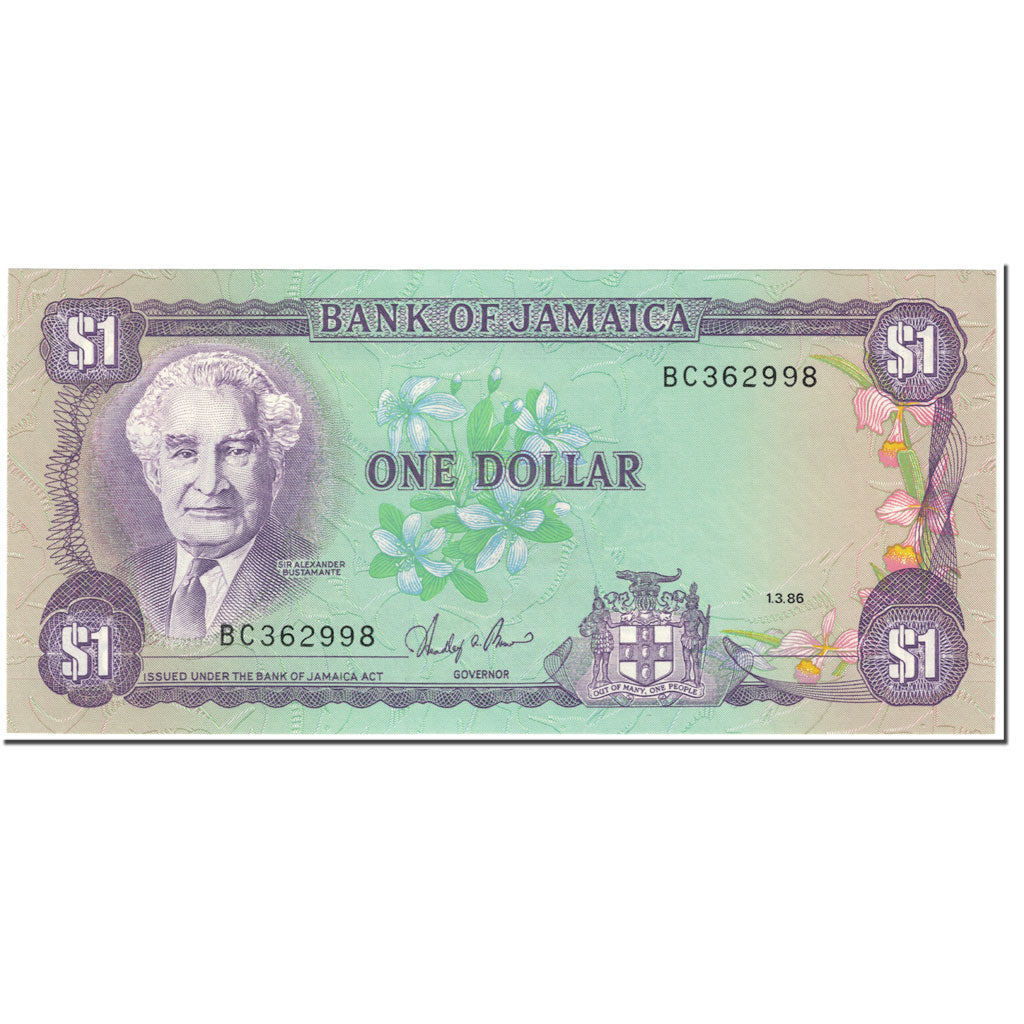Banknote, Jamaica, 1 Dollar, 1986, 1986-03-01, KM:68Ab, UNC(65-70)