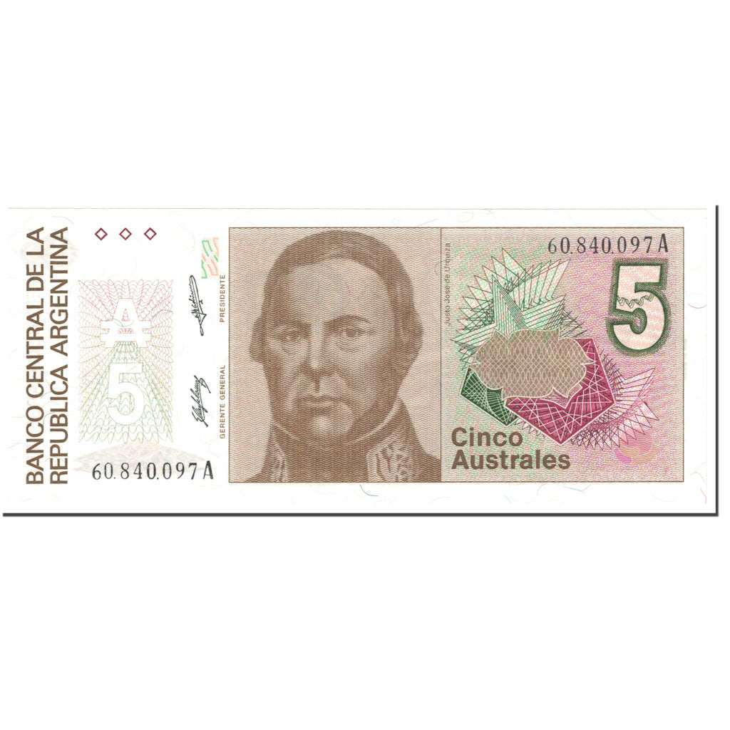 Billet, Argentine, 5 Australes, 1987, Undated (1987), KM:324b, NEUF