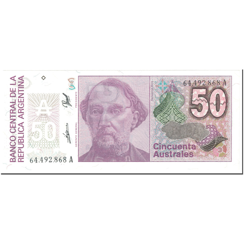 Banknote, Argentina, 50 Australes, 1989, Undated (1989), KM:326b, UNC(65-70)