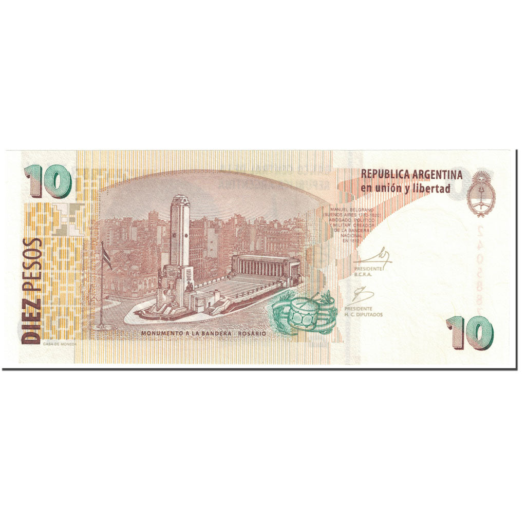 Banknote, Argentina, 10 Pesos, 2002, Undated (2002), KM:354, UNC(65-70)