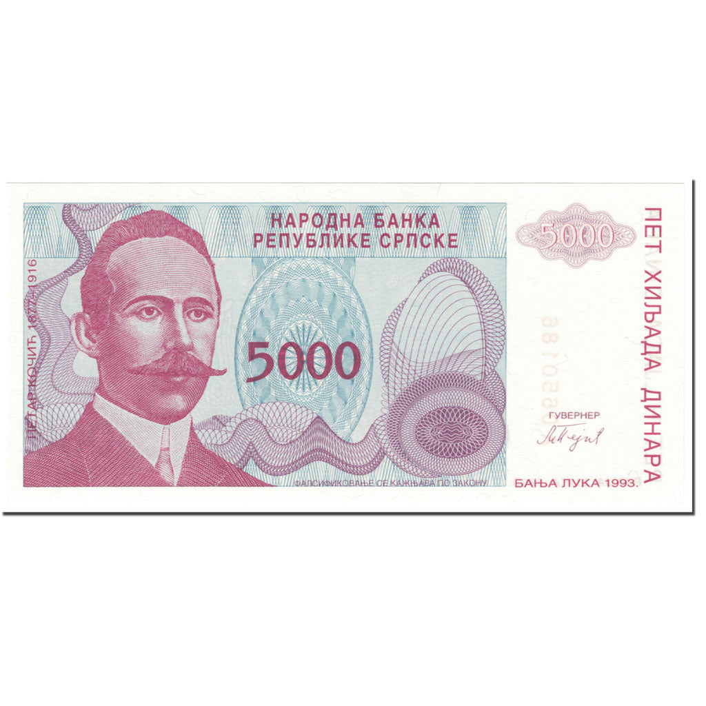 Banconote, Bosnia - Erzegovina, 5000 Dinara, 1993, Undated (1993), KM:149a, FDS
