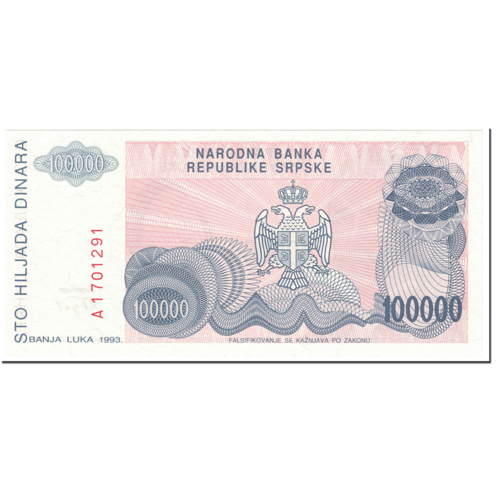 Billet, Bosnia - Herzegovina, 100,000 Dinara, 1993, Undated (1993), KM:151a
