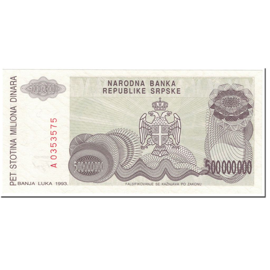 Billet, Bosnia - Herzegovina, 500,000,000 Dinara, 1993, Undated (1993), KM:155a